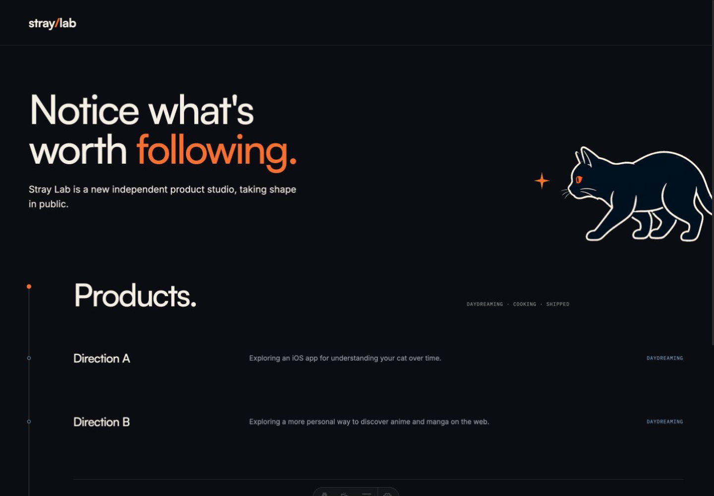 The approved Stray Lab homepage shown at desktop width